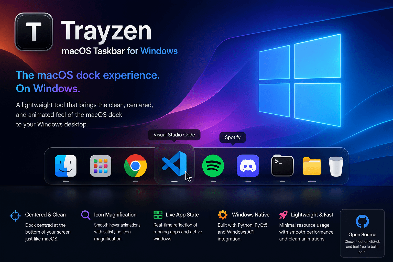 Trayzen — macOS Taskbar for Windows project cover